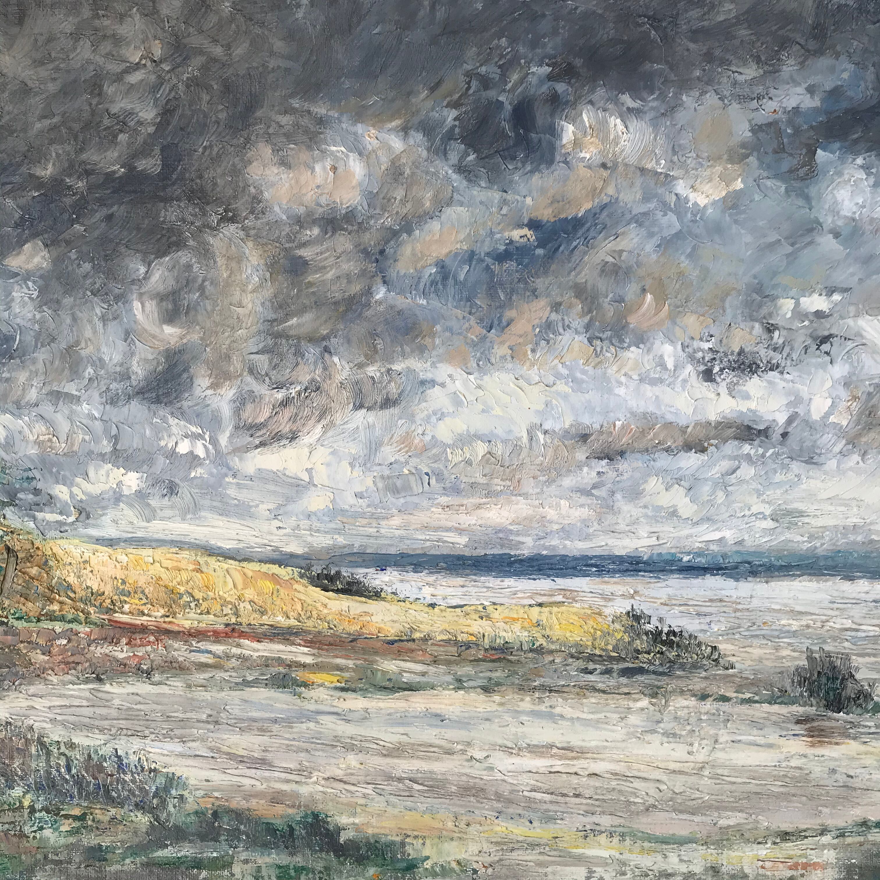 Abstract painting stormy seaside