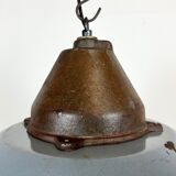 Industrial Grey Enamel and Cast Iron Pendant Light, 1960s