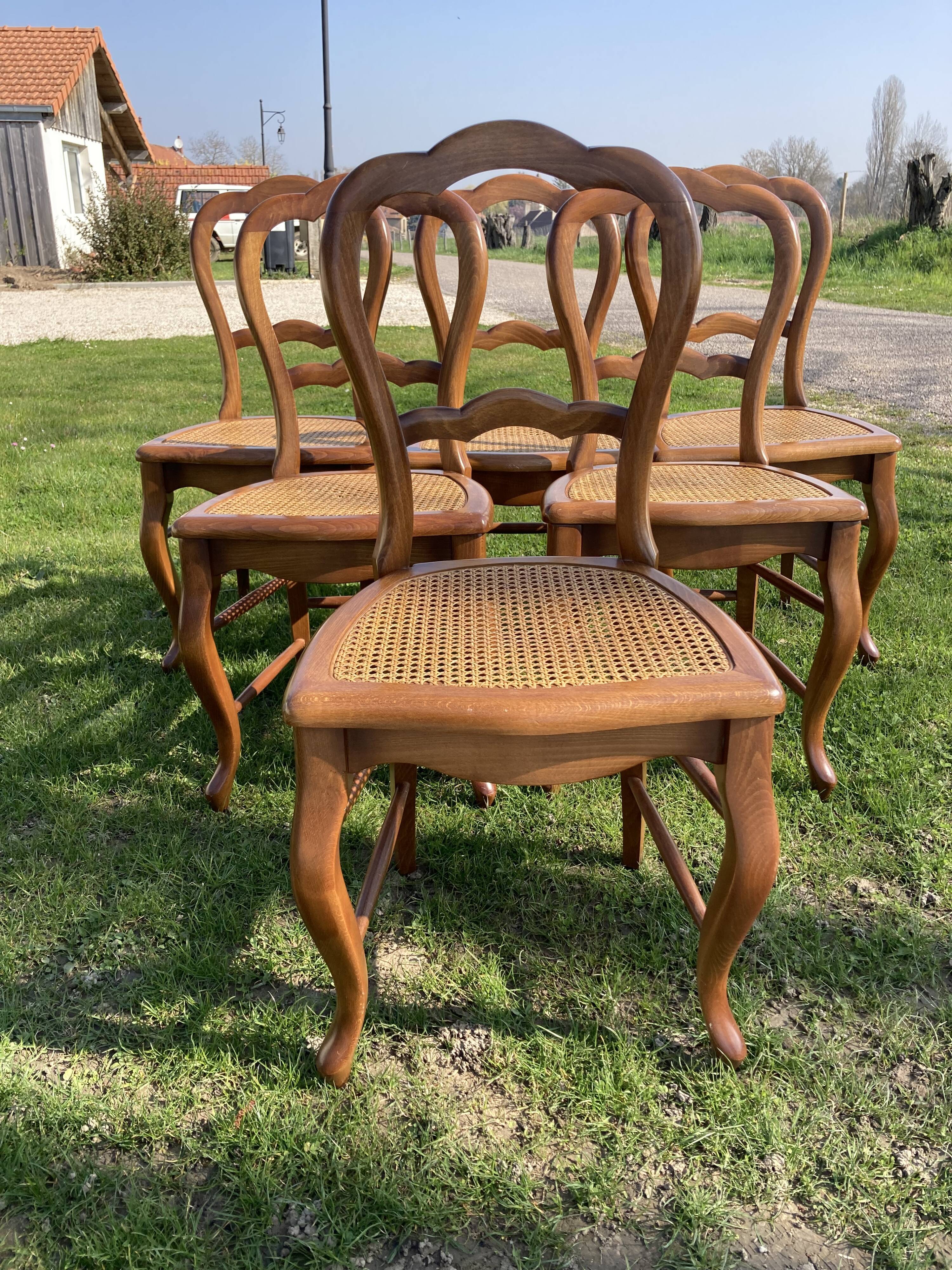 6 chaises Louis Philippe cannées