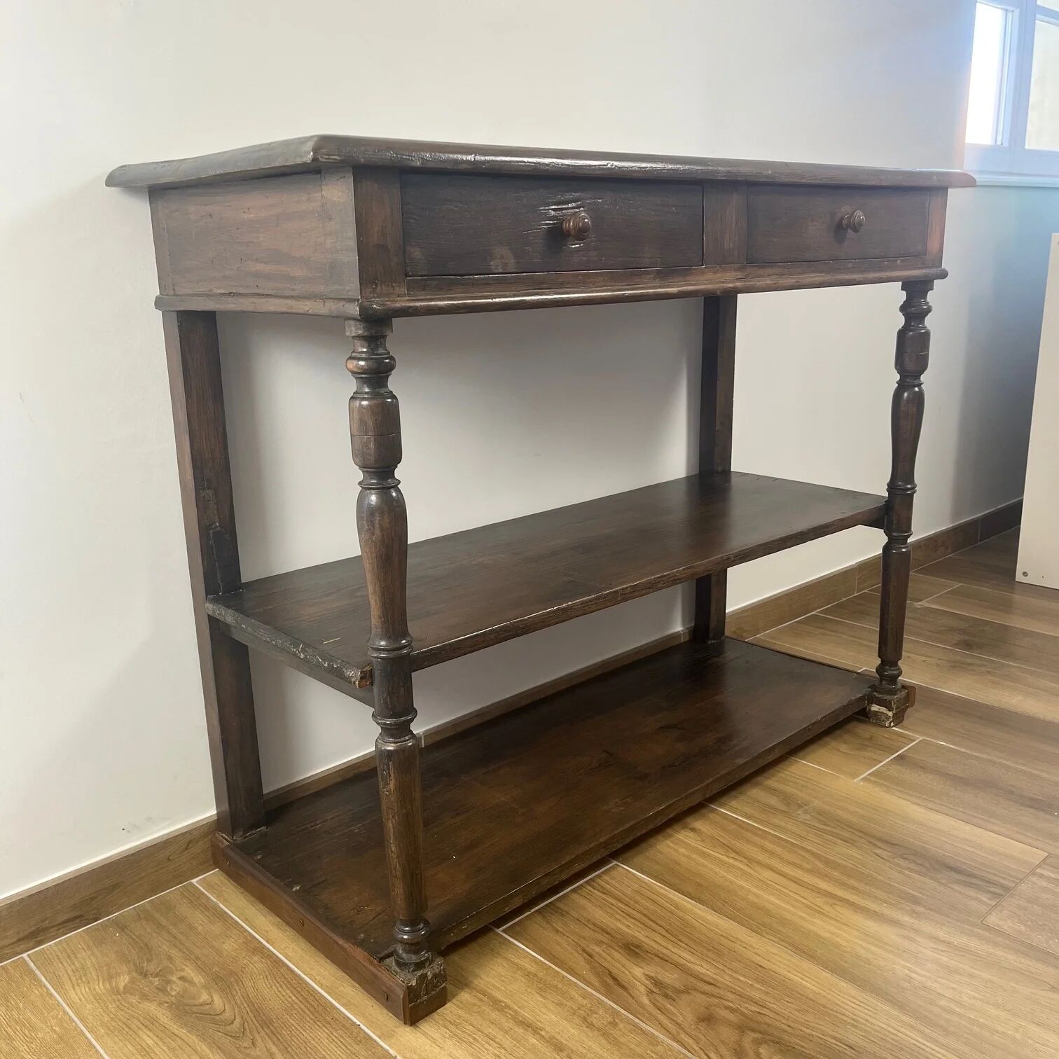 Antique solid wood console – early 20th century