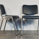 Set 5 chairs stackable Mauser in aluminium and leather, vintage 1960