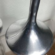 Pair of large aluminium bow candlesticks, Italy, 1970.