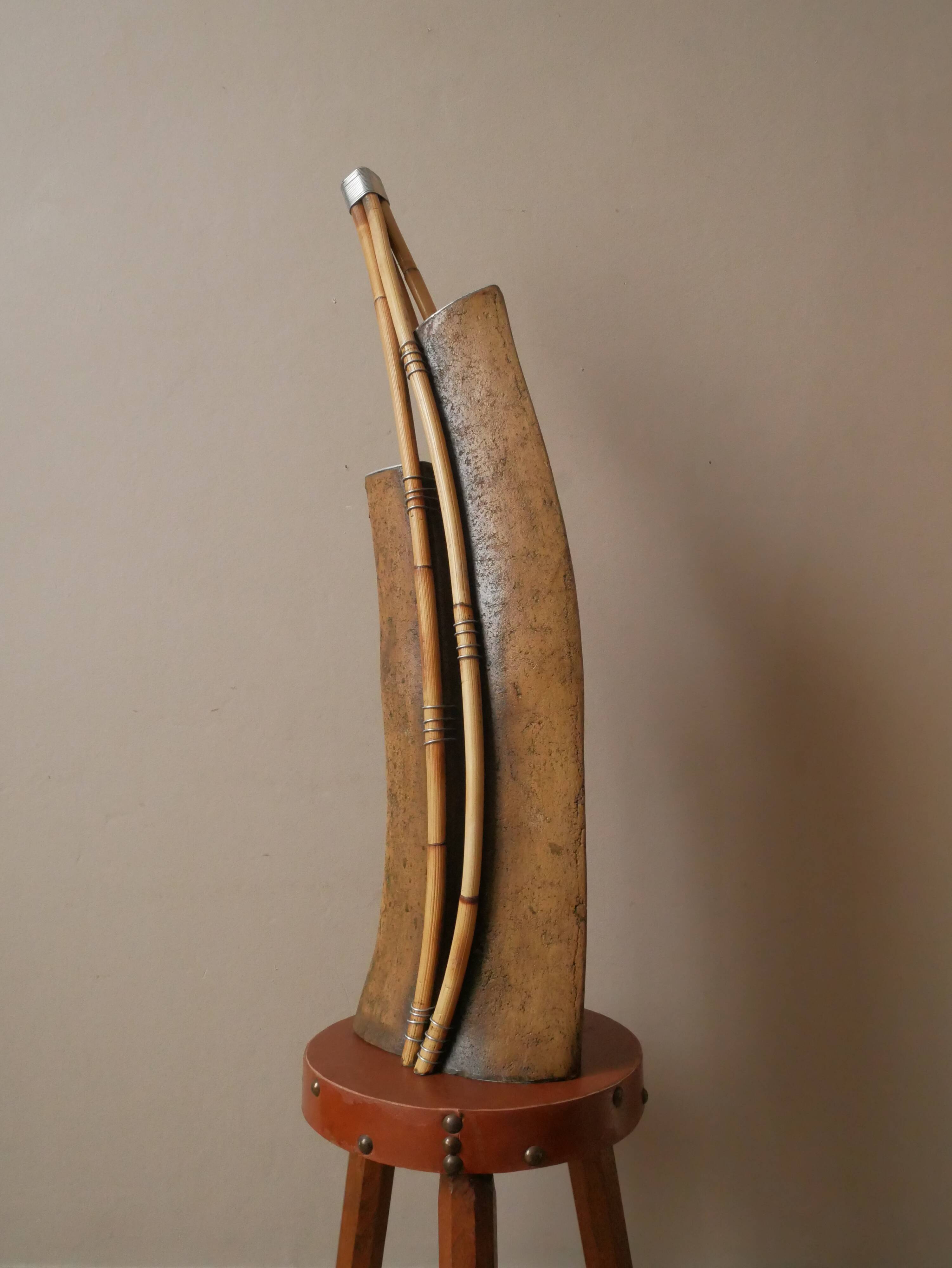 Metal and rattan vase contemporary sculpture contemporary design