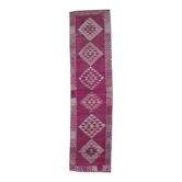 Tapis couloir vintage turc noué à la main rose vif 78x302