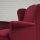 1960s, Danish armchair, red furniture velour, beech wood legs.