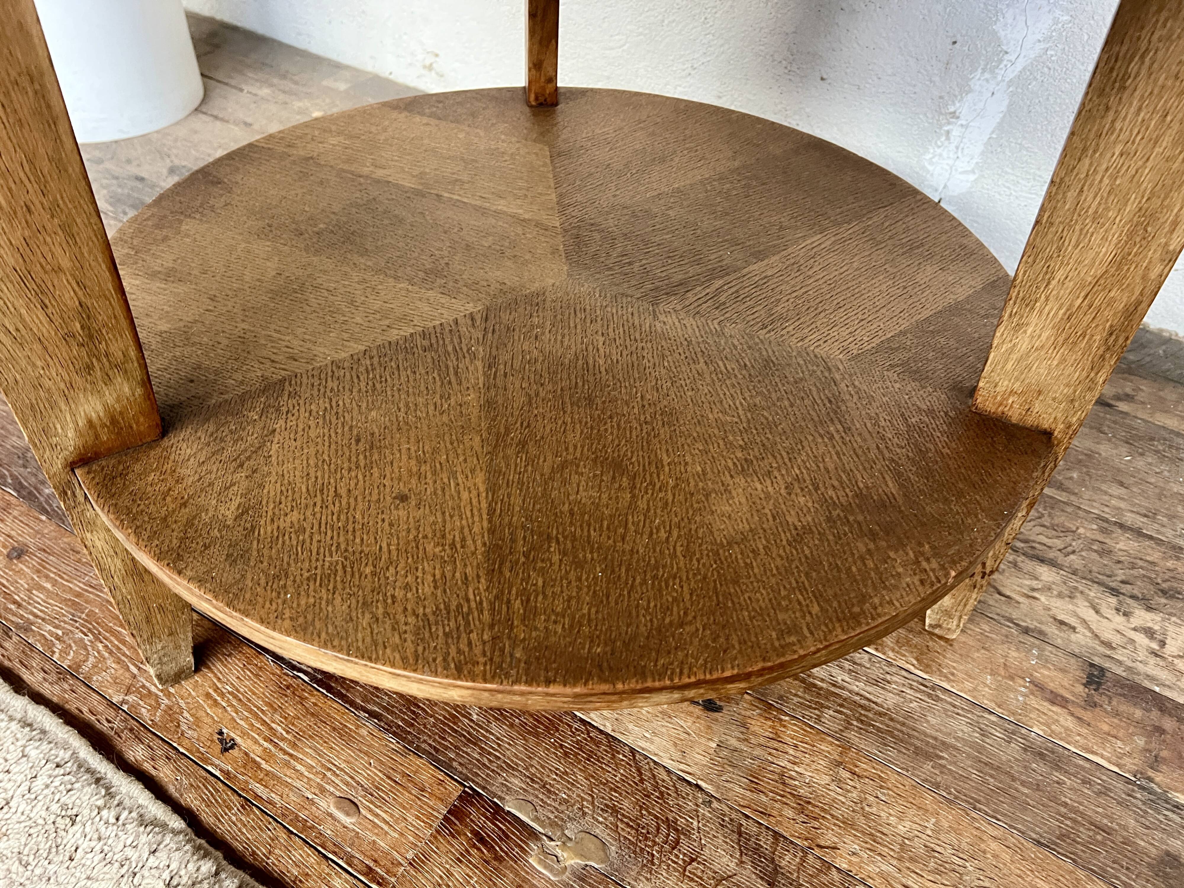 Table basse ronde vintage en chêne clair