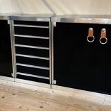1970s sideboard in chrome and black lacquer