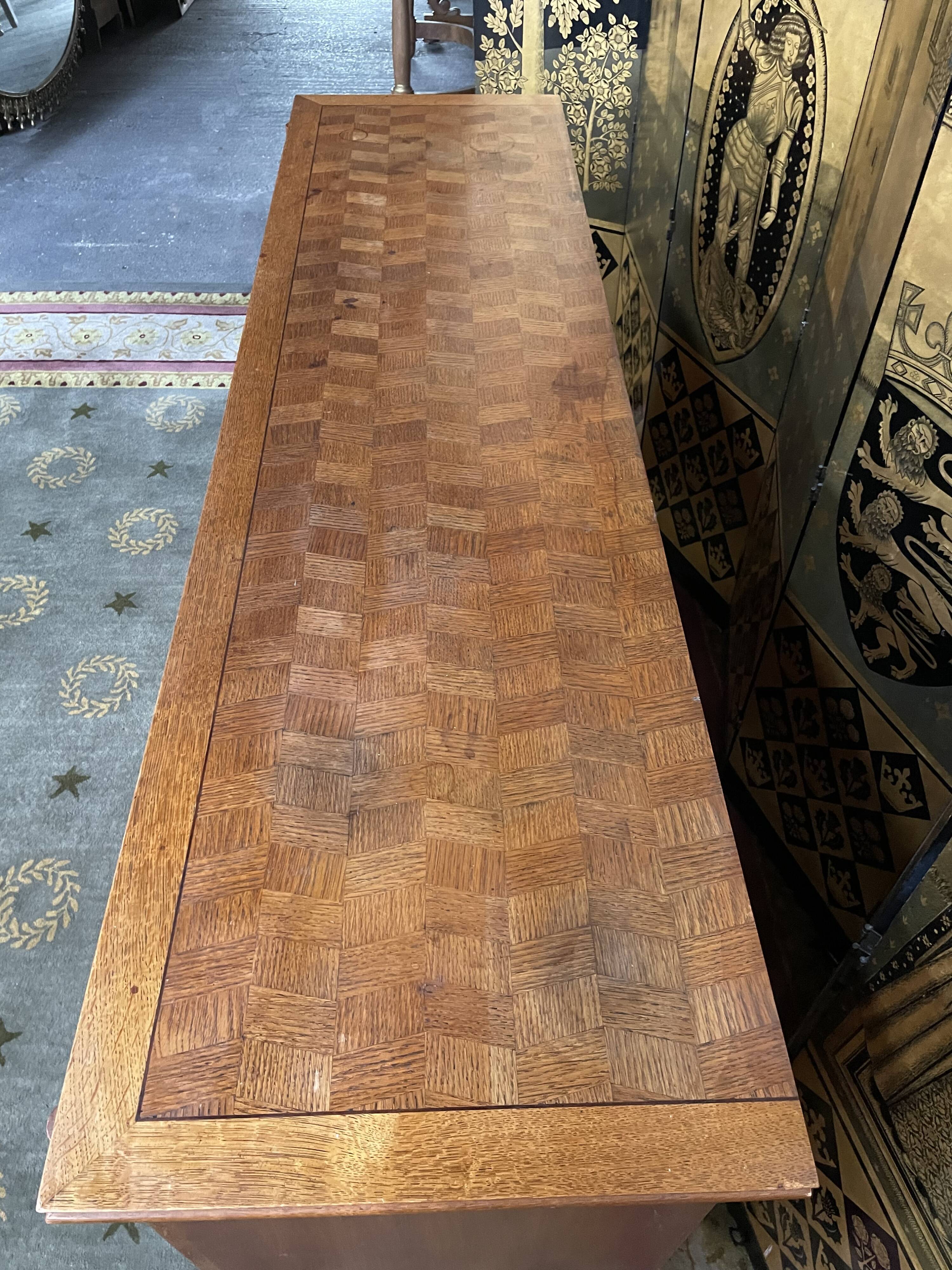 Vintage 1960s oak and oak marquetry sideboard