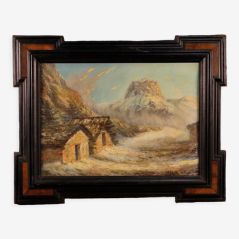 French mountain landscape signed painting