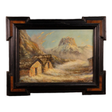 French mountain landscape signed painting