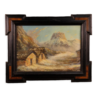 French mountain landscape signed painting