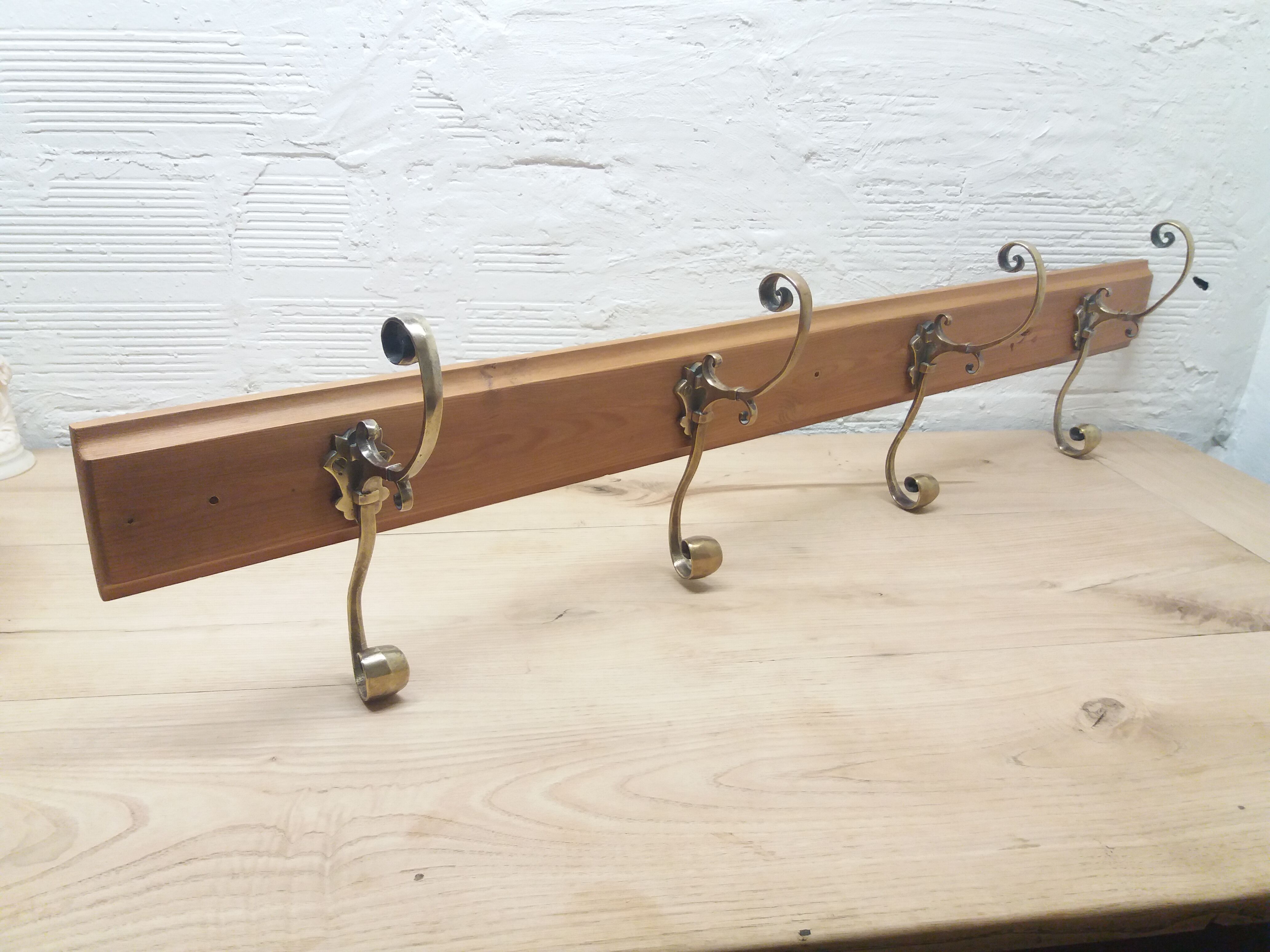 Coat holder 4 brass patères 19th