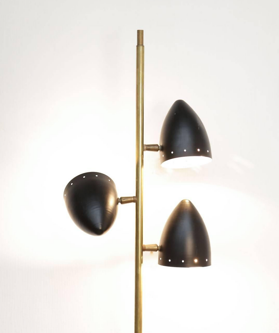 Italian wall lamp fanal 3 cones black