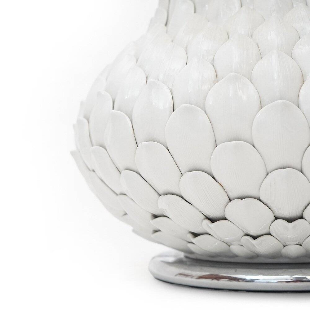 Artichoke table lamp in white ceramic, 1970s