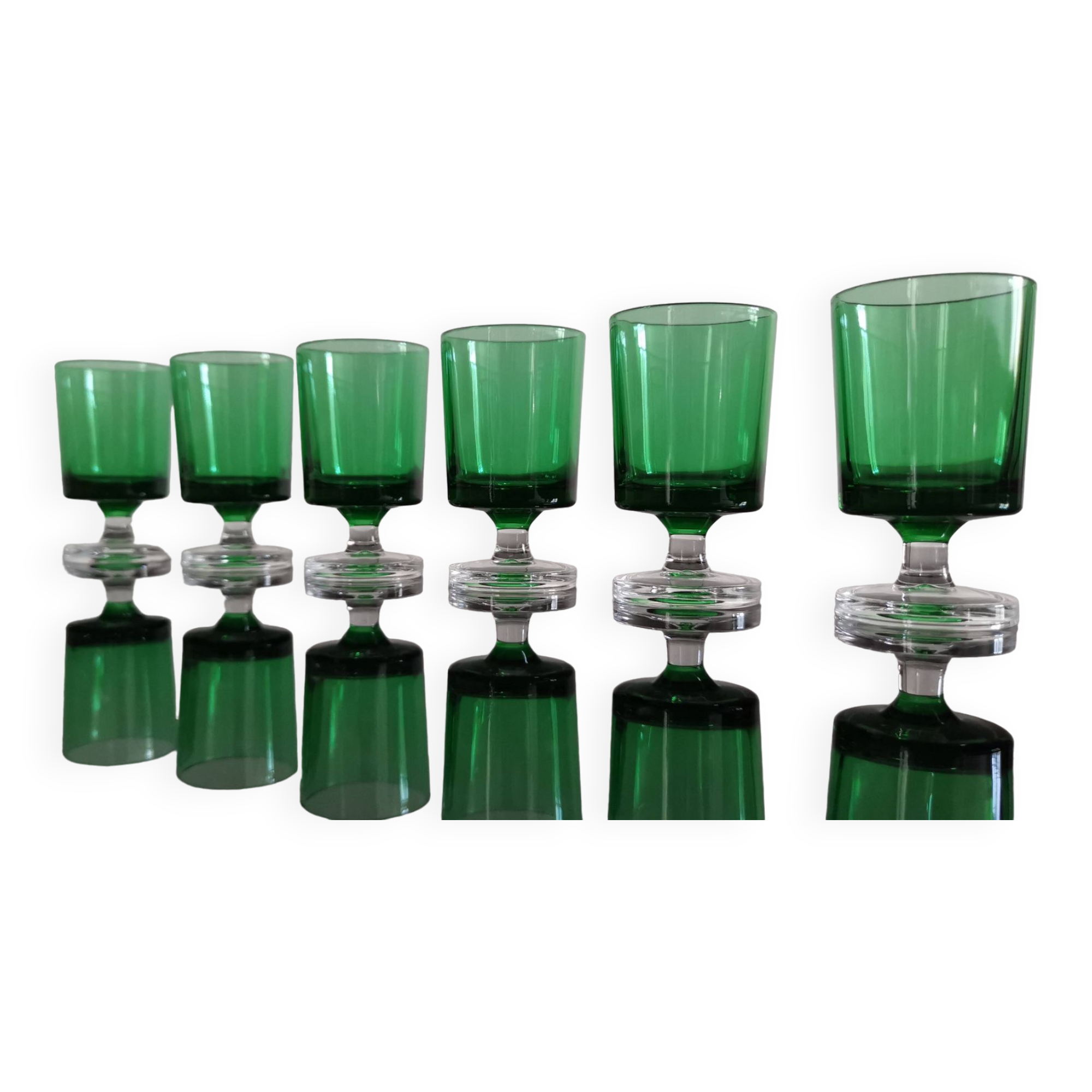 6 verres apéritif Luminarc Cavalier couleur vert bouteille