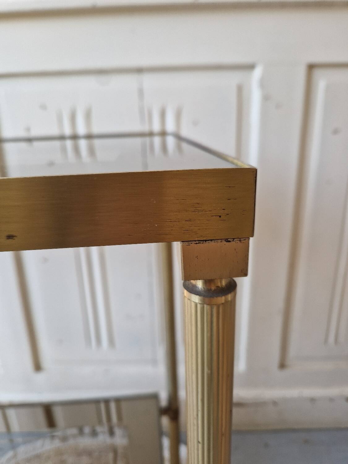 Gold brass side table  
Accent table
