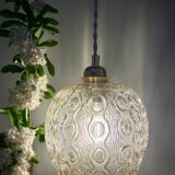 Vintage amber glass globe pendant light