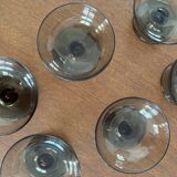 Set of 6 Vintage 1970s French Bistro Style Smoked Glass Sorbet Ice Cream Cups
