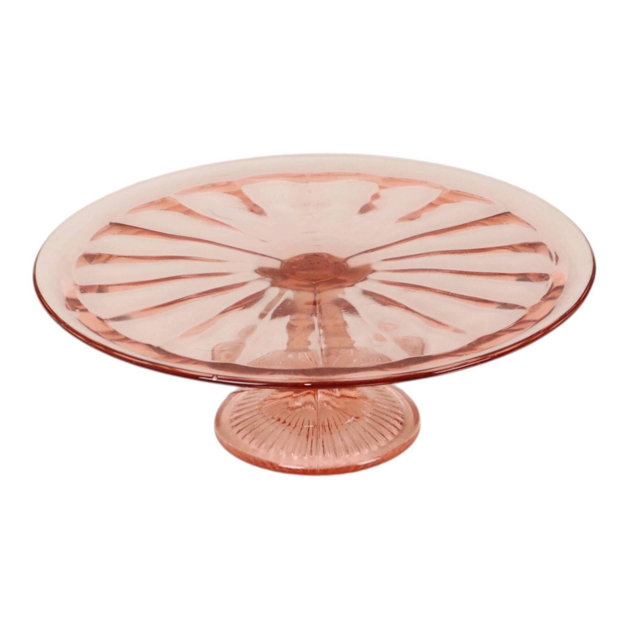 Pink Art Deco Cake Platter / Pastry Dish – Depression Glass