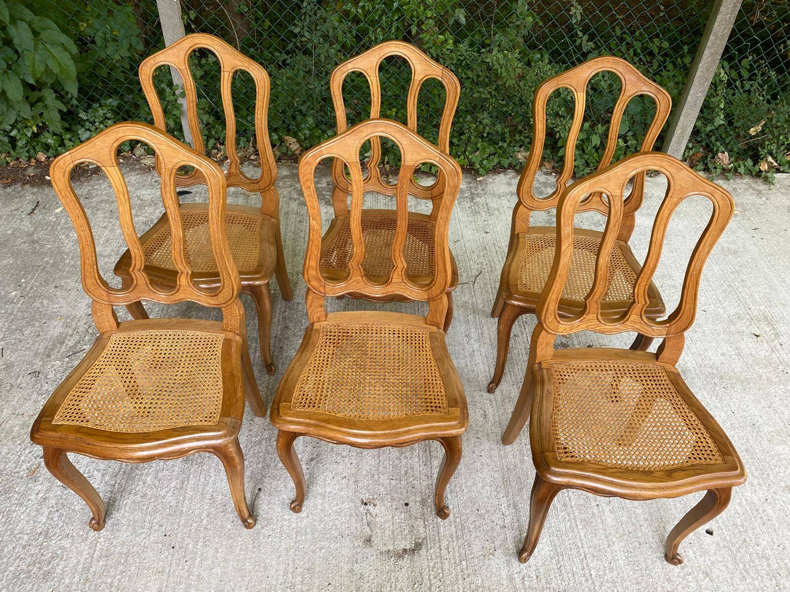 6 Louis XV caned chairs, Regency style