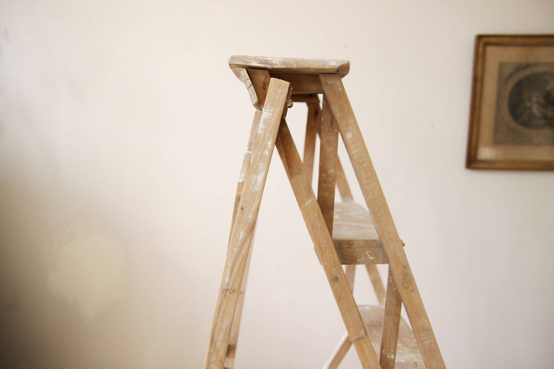 Old wooden painter's step ladder