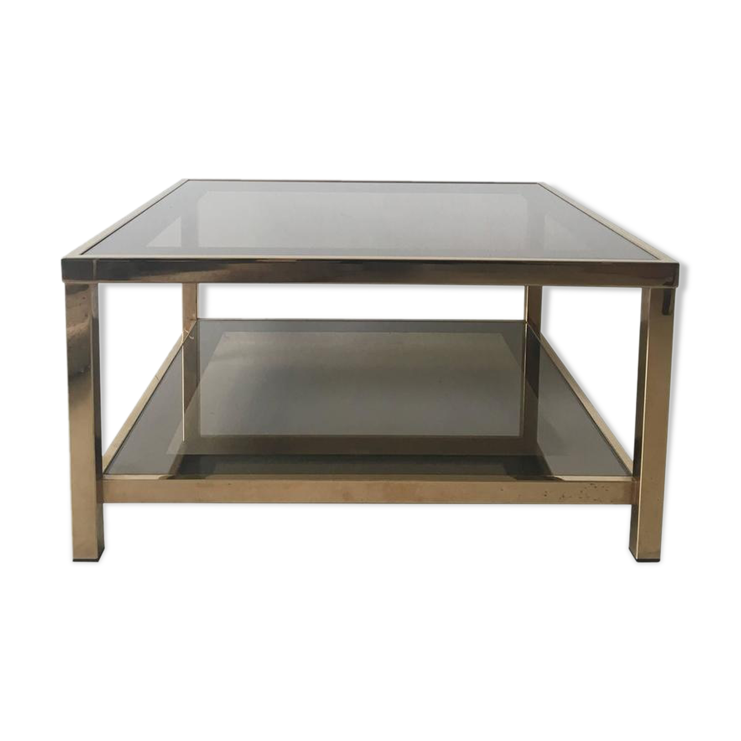 Gold-plated rectangular coffee table 23 carats, 1960 s