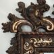 Grande Miroir Italien Sculpté, Bois Doré et Patiné, Style Baroque Rococo, A