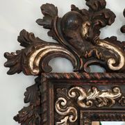 Grande Miroir Italien Sculpté, Bois Doré et Patiné, Style Baroque Rococo, A