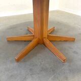 Unique round solid pine dining table, 1970s
