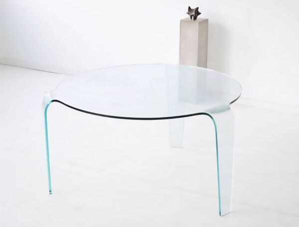 Table tripode en verre Fiam pour Roche Bobois