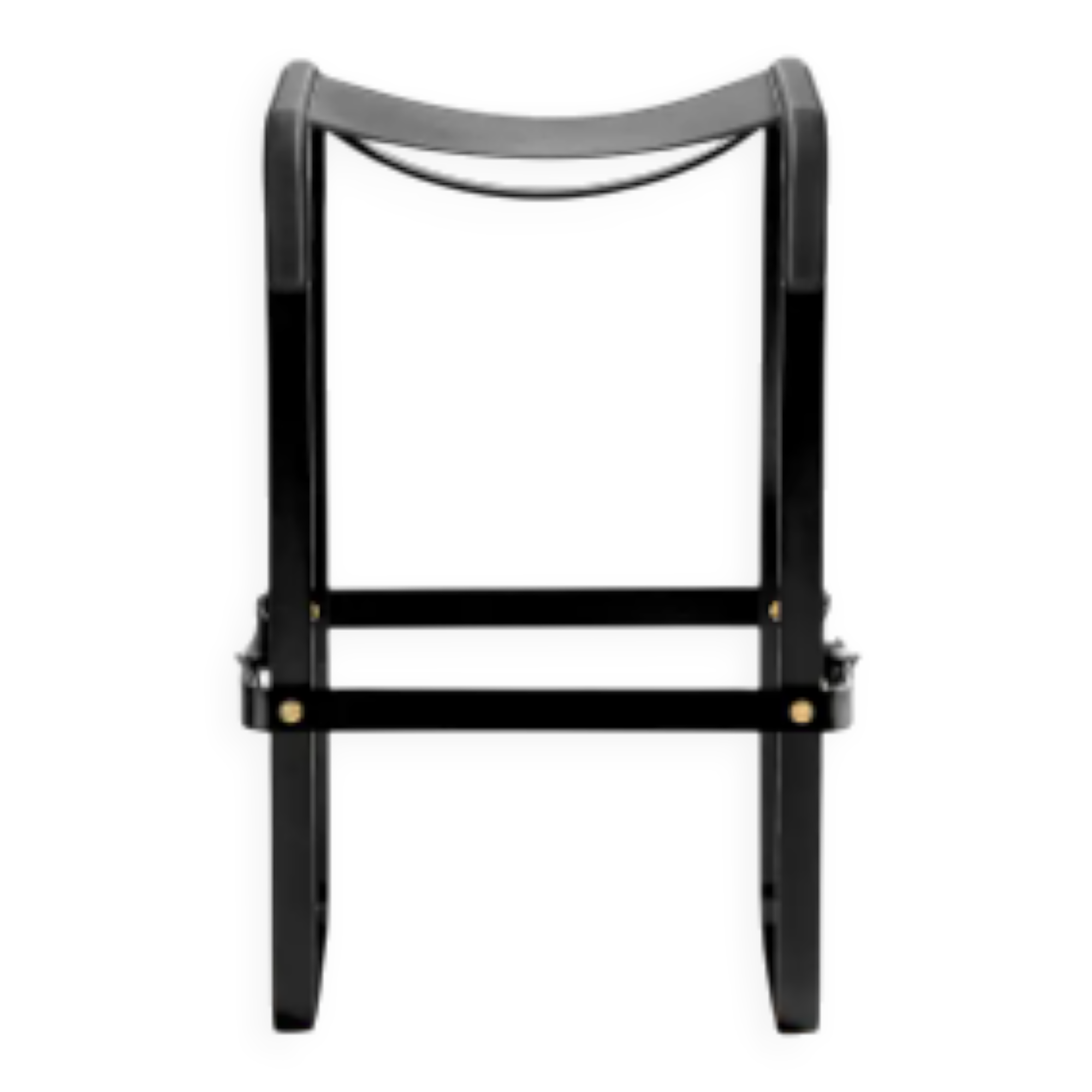 Kitchen stool, contemporary design, black smoked steel and black leather.