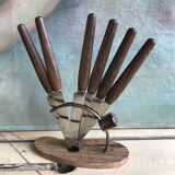 6 small teak and metal knives from Solingen - 1970's