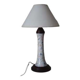 Extra bedside table lamp in earthenware and wooden base