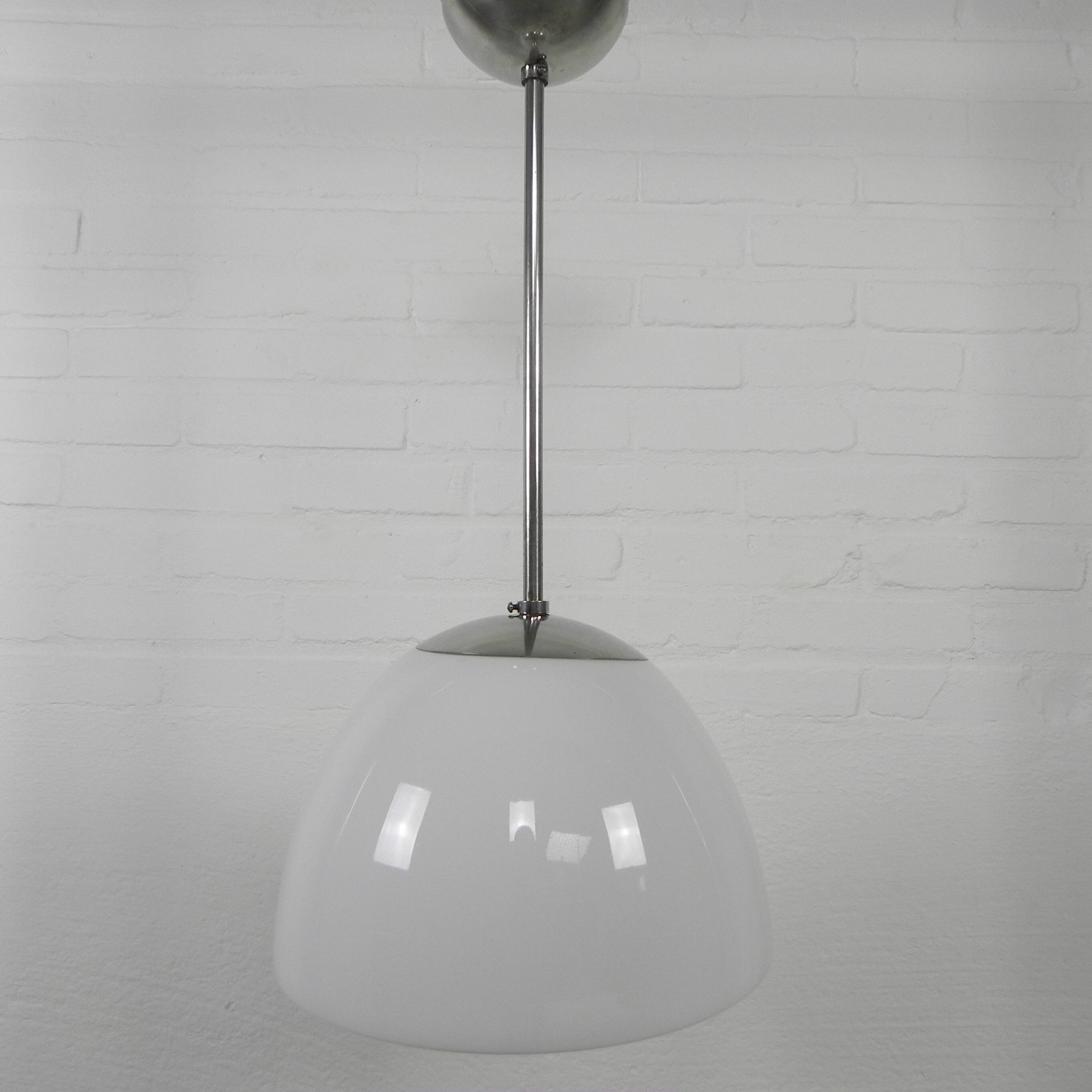 Old school lamp with large glass ball in opal glass, 1930s