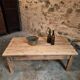 Antique French coffee table in pine with an oak skirt (18th–19th century)