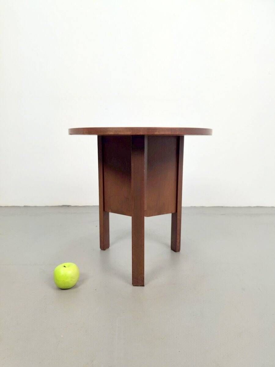 Dutch Art Deco Modernist Round Oak Side Table, 1930s