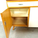 50s vintage kitchen cabinet with brass and formica