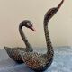 Pair brass swans
