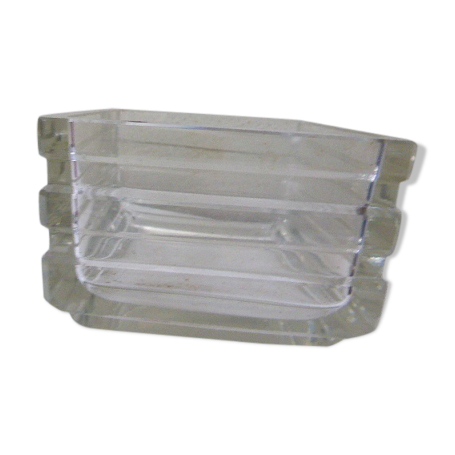 Ashtray square molded clear glass vintage 1970