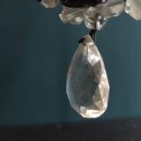 Paire de petits lustres de sac anciens en laiton et cristal français