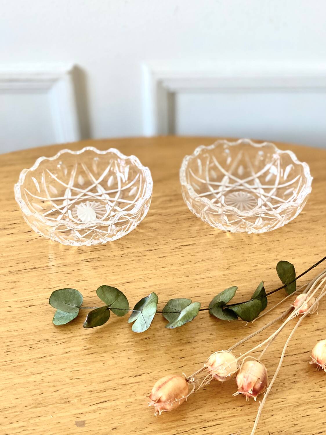 Pair of small real crystal cups