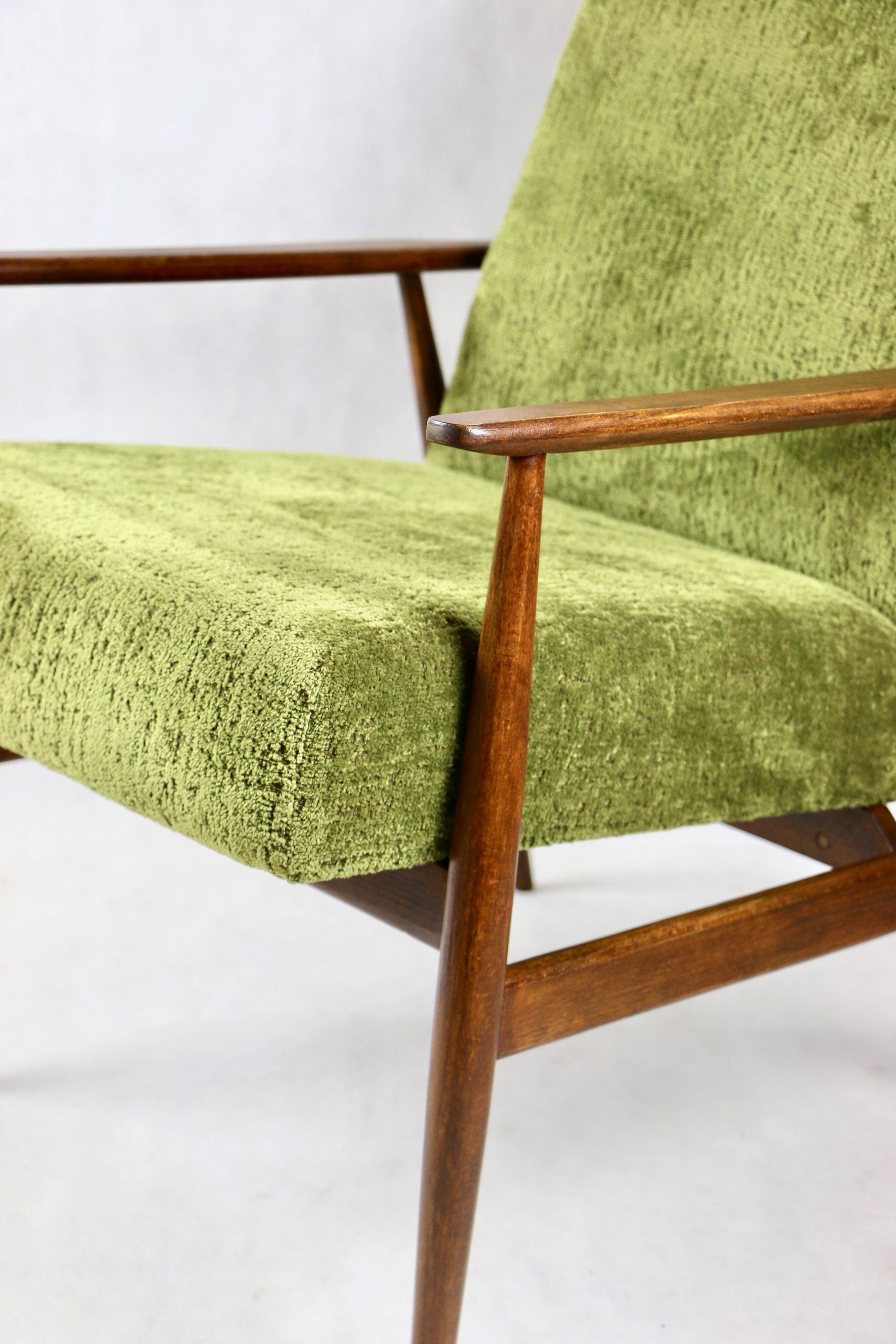 Vintage Green Olive Fox Easy Chair, 1970s