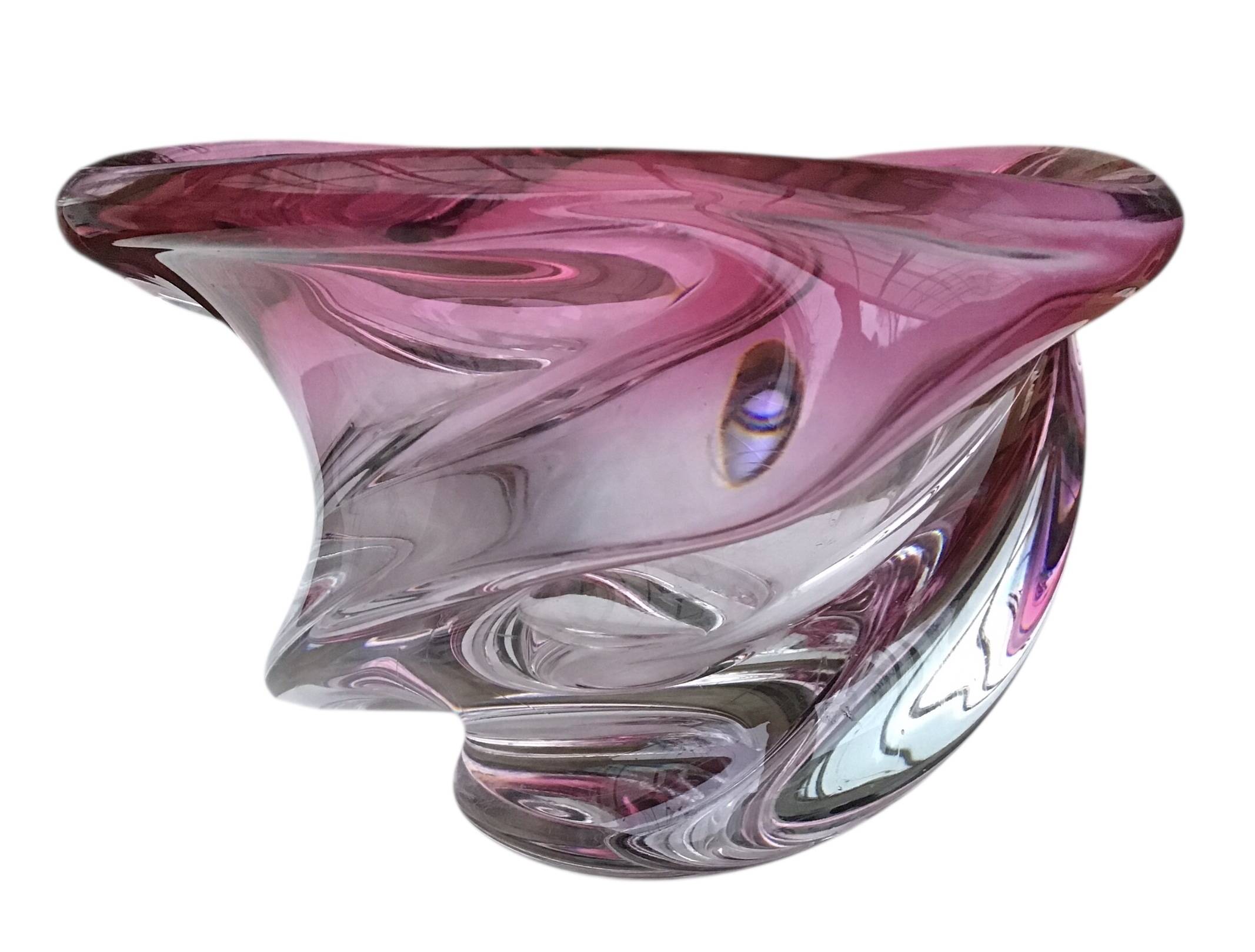 Vase Wave Val-Saint-Lambert ruby submerged design Delvenne 1950