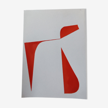 Red minimalist geometric painting