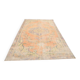 Apricot Tones Oversize Vintage Oushak Rug, 174x300 Cm