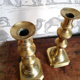Duo of brass candle holders
