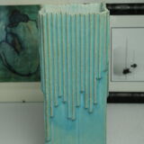 Modernist ceramic vase blue stamped signed 80s