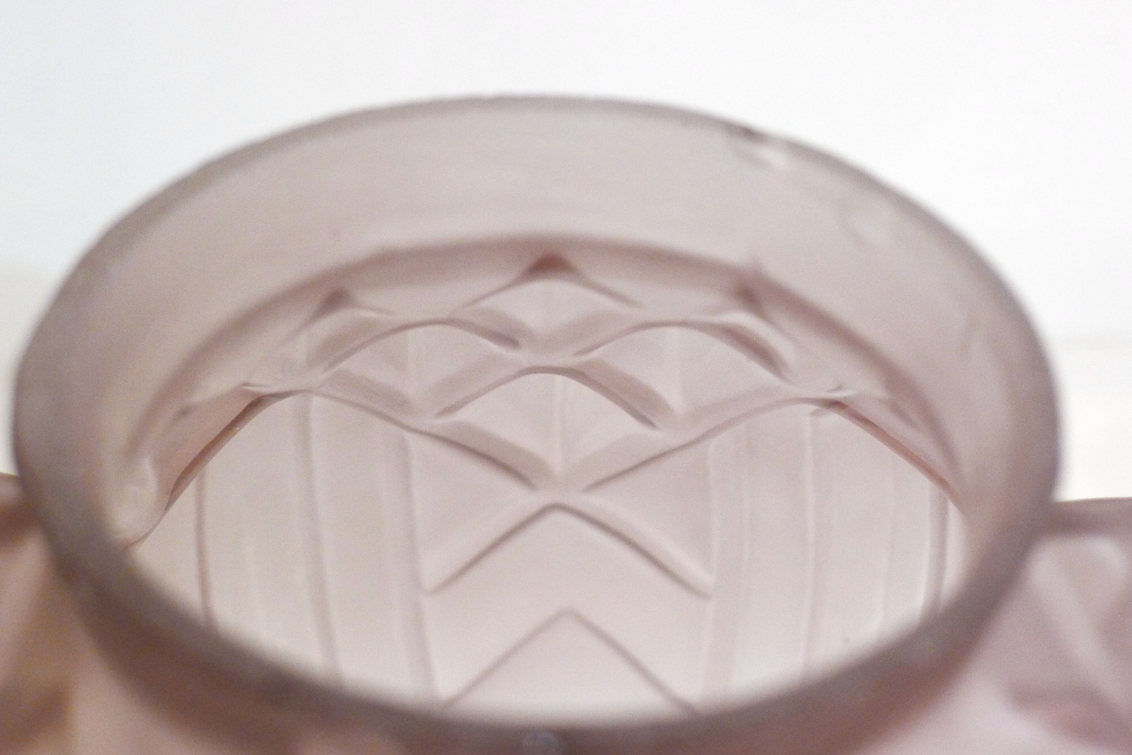 Art Deco ball vase, frosted violet glass