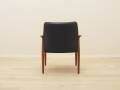 Lounge chair by Grete Jalk, solid teak frame, black leather upholstery, Denmark, 1970s