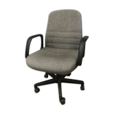 Fauteuil de bureau tweed gris 1980 vintage